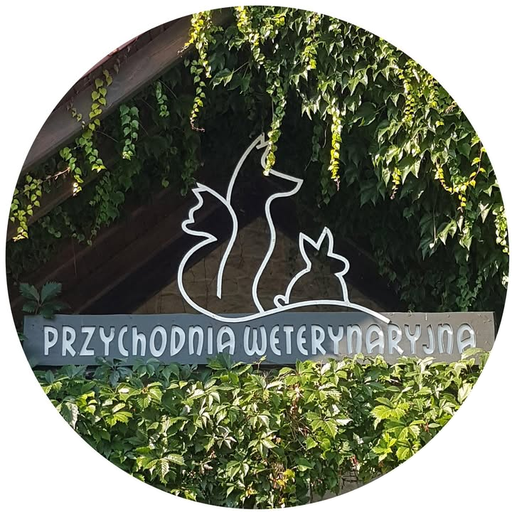 Znak Fordońskiej Przychodni Weterynaryjnej: sylwetki psa, kota i królika